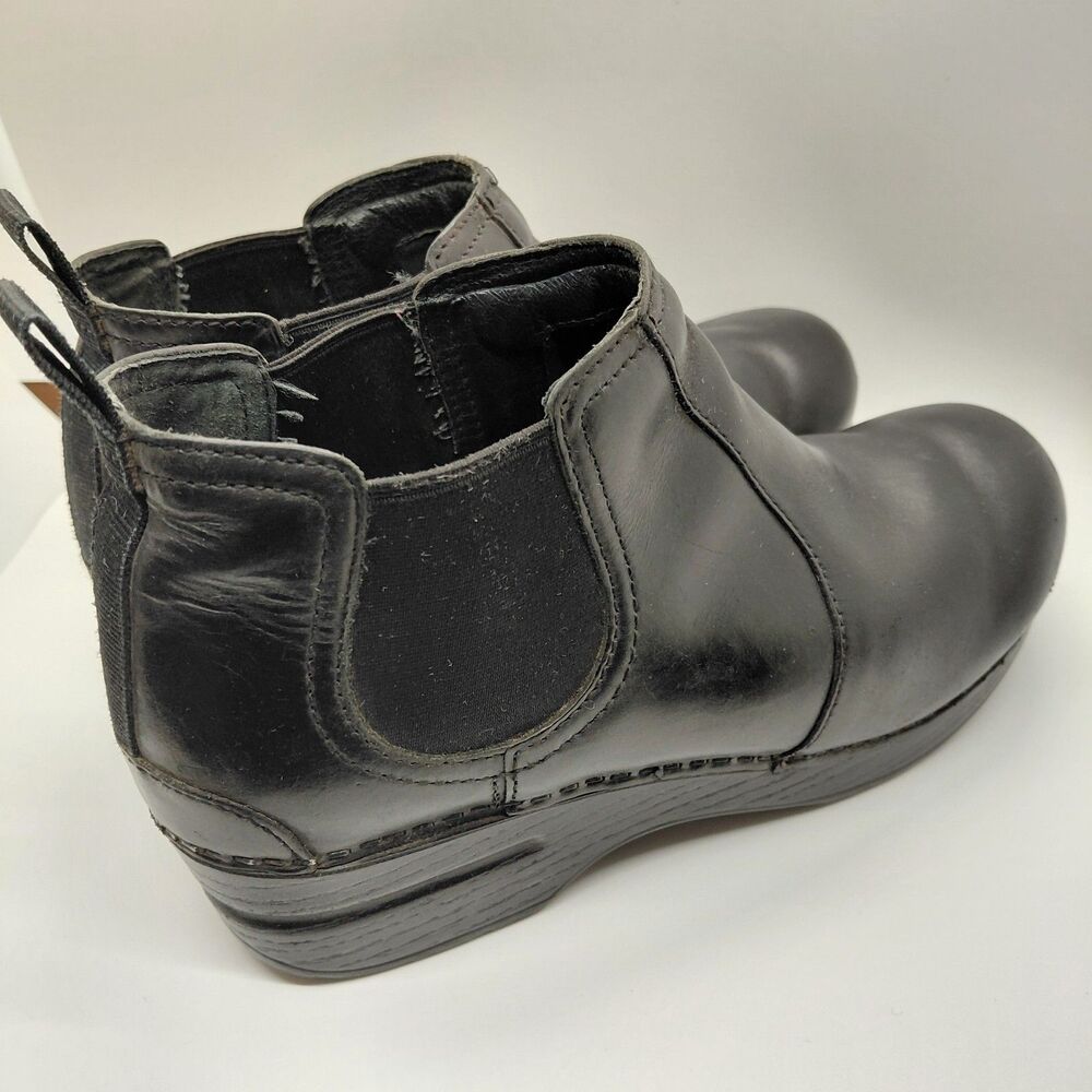 Dansko Frankie Chelsea Boots EU 39 US 8.5-9 BLACK Oiled Leather Slip On Shoes